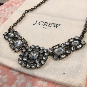 J. Crew 2010s gold and crystal bib necklace